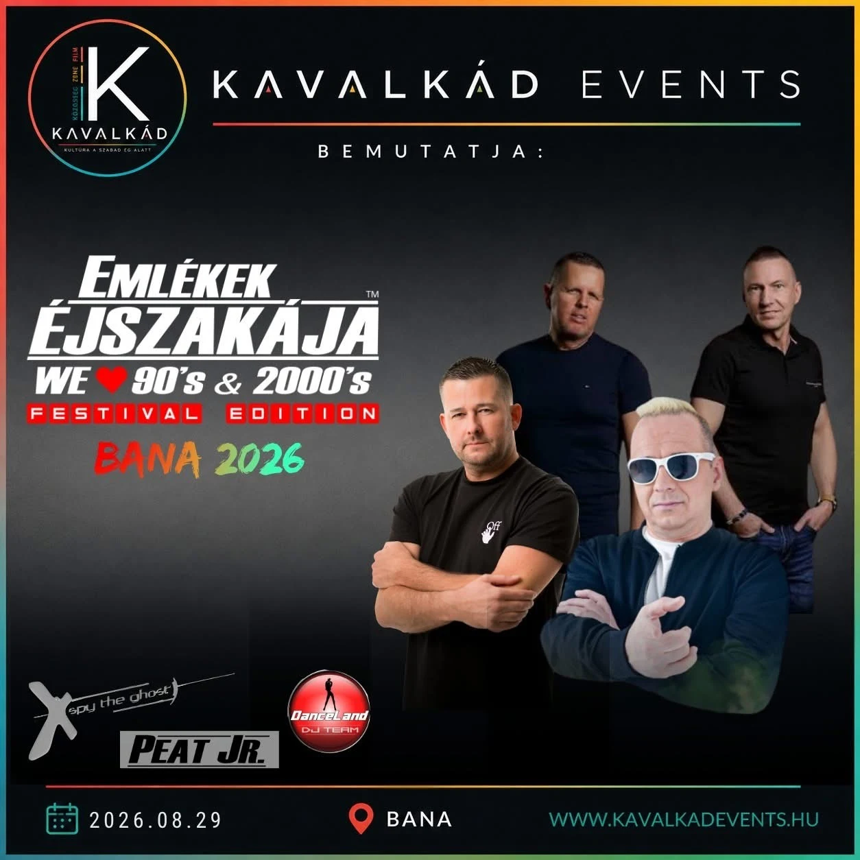 Az Emlékek Éjszakája hivatalos banai promóciós plakátja a három fellépővel